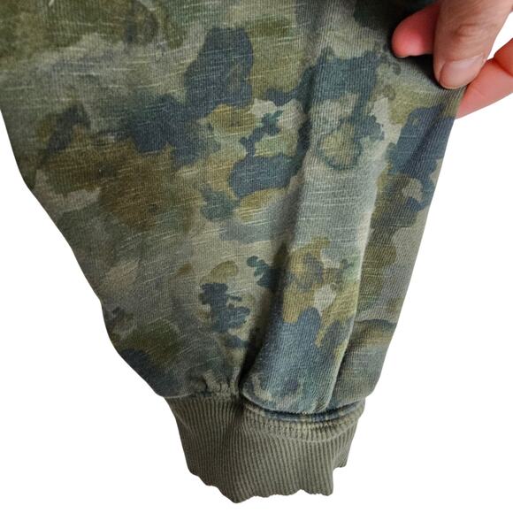 PILCRO Anthropologie Camo Reworked Popover V-Neck Boxy Hi-Low Sweatshirt Size L - Picture 5 of 10